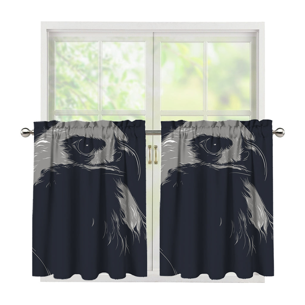Monochrome Eagle Print Tier Curtains