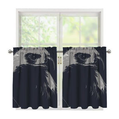 Monochrome Eagle Print Tier Curtains