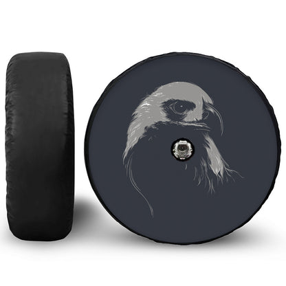 Monochrome Eagle Print Tire Cover With Camera Hole