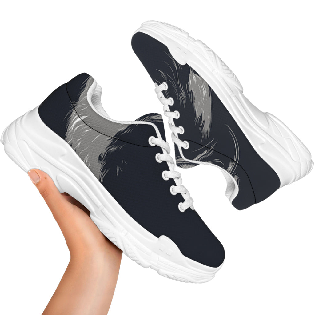 Monochrome Eagle Print White Chunky Shoes