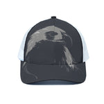 Monochrome Eagle Print White Mesh Trucker Cap