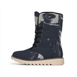 Monochrome Eagle Print Winter Boots