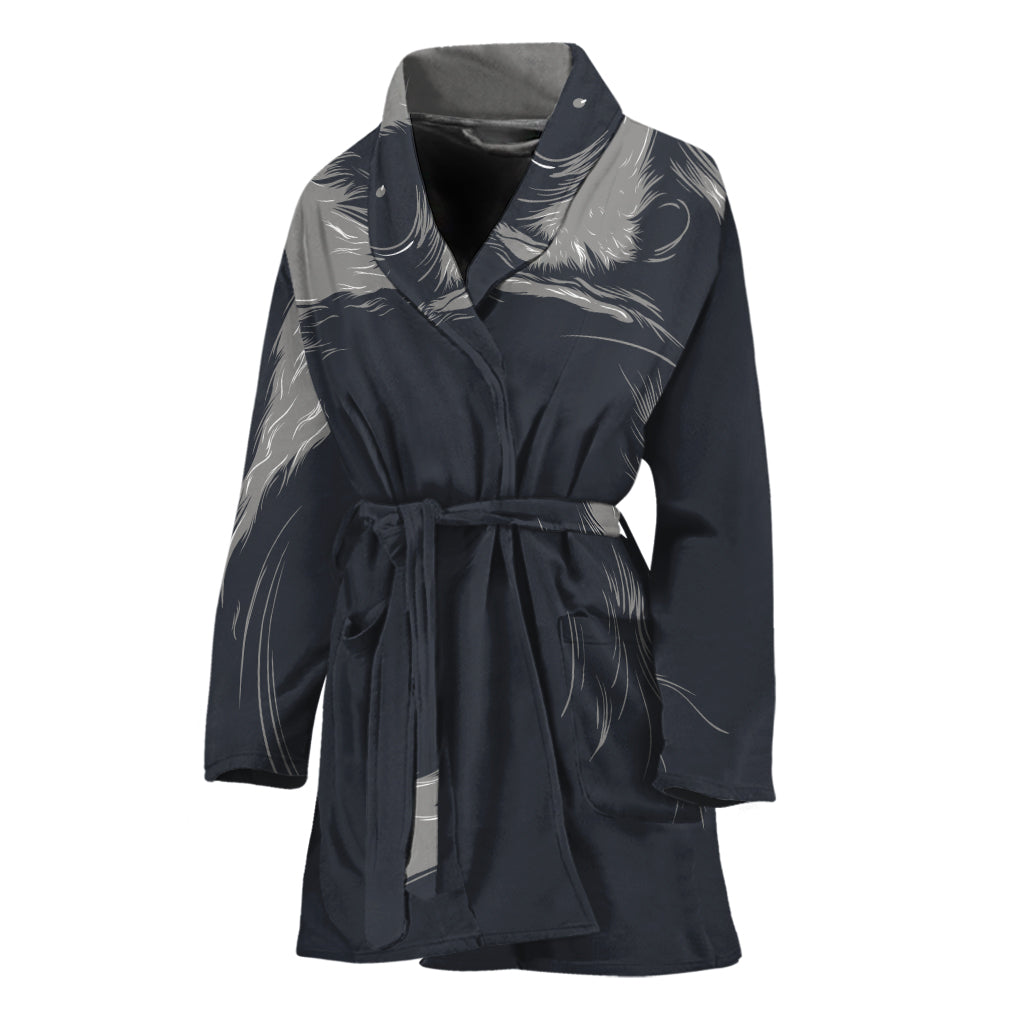 Monochrome Eagle Print Women's Bathrobe