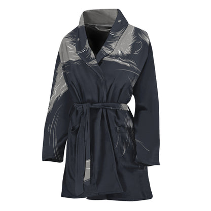Monochrome Eagle Print Women's Bathrobe
