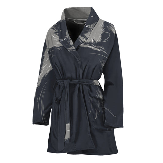 Monochrome Eagle Print Women's Bathrobe