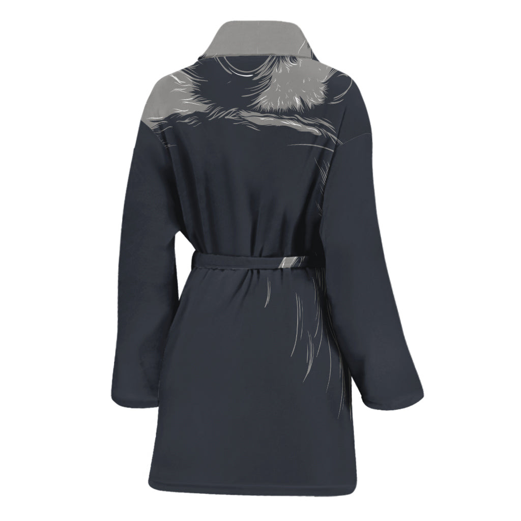Monochrome Eagle Print Women's Bathrobe