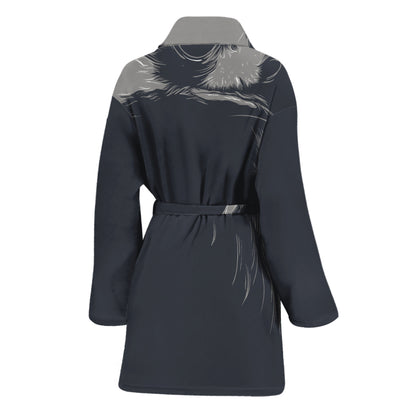 Monochrome Eagle Print Women's Bathrobe