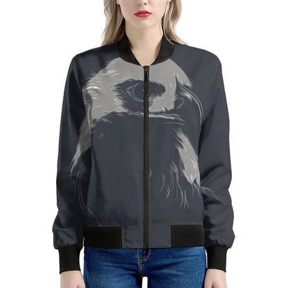 Monochrome Eagle Print Women's Bomber Jacket