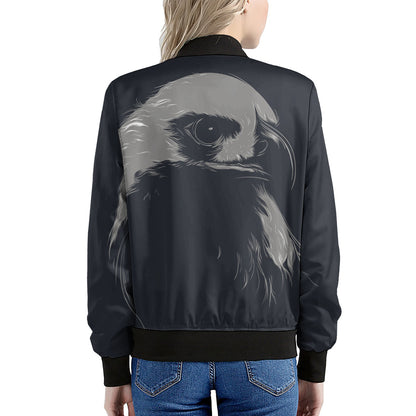 Monochrome Eagle Print Women's Bomber Jacket
