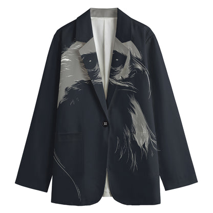 Monochrome Eagle Print Women's Cotton Blazer