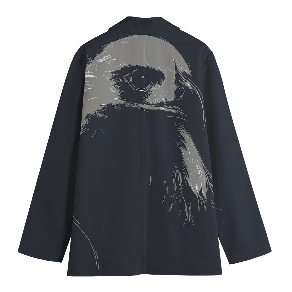 Monochrome Eagle Print Women's Cotton Blazer