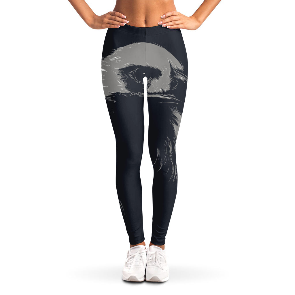 Monochrome Eagle Print Women's Leggings