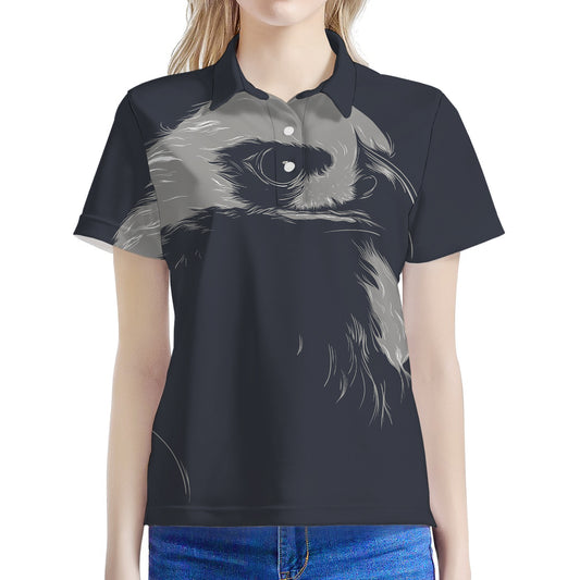 Monochrome Eagle Print Women's Polo Shirt