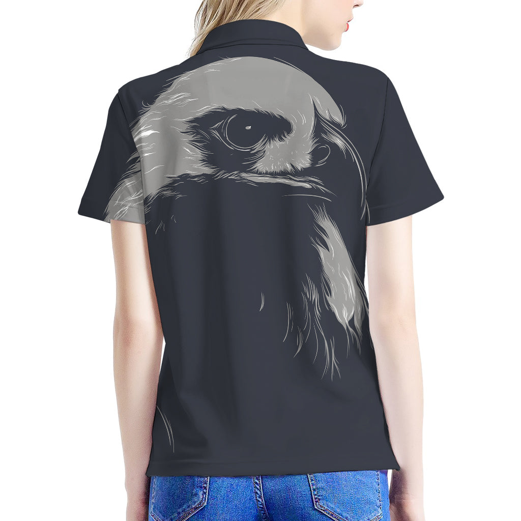 Monochrome Eagle Print Women's Polo Shirt