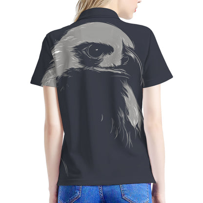 Monochrome Eagle Print Women's Polo Shirt