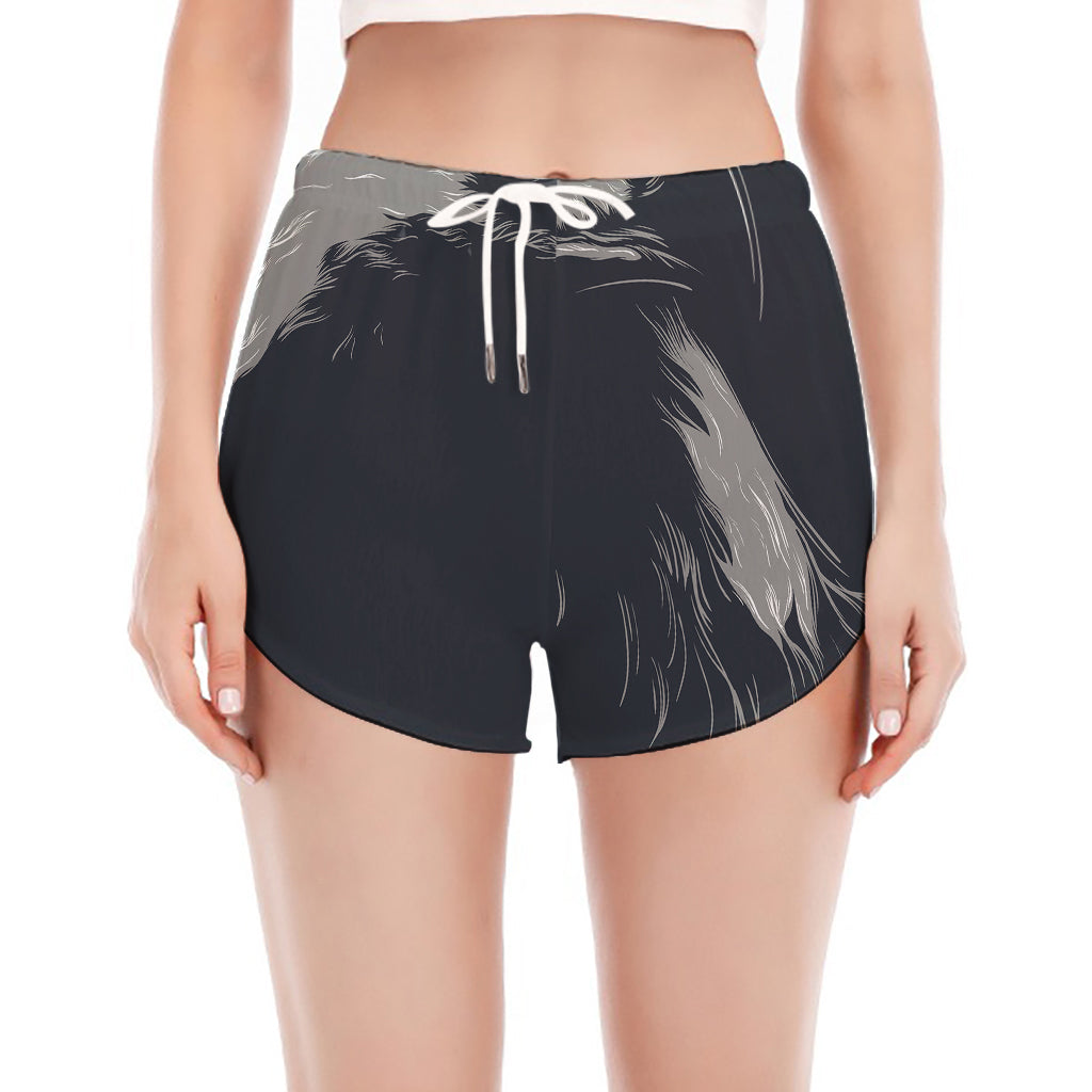 Monochrome Eagle Print Women's Split Running Shorts