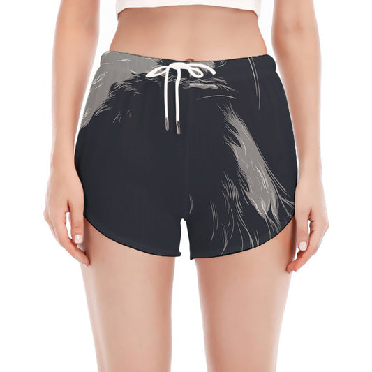 Monochrome Eagle Print Women's Split Running Shorts