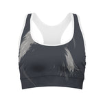 Monochrome Eagle Print Women's Sports Bra