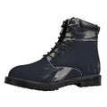 Monochrome Eagle Print Padded Collar Lace Up Boots