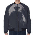 Monochrome Eagle Print Zip Sleeve Bomber Jacket