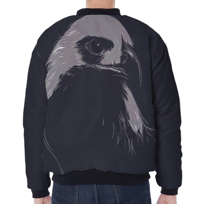 Monochrome Eagle Print Zip Sleeve Bomber Jacket