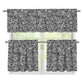 Monochrome Graffiti Hippie Pattern Print 3 Piece Kitchen Curtains