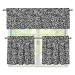 Monochrome Graffiti Hippie Pattern Print 3 Piece Kitchen Curtains