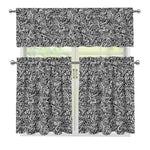 Monochrome Graffiti Hippie Pattern Print 3 Piece Kitchen Curtains