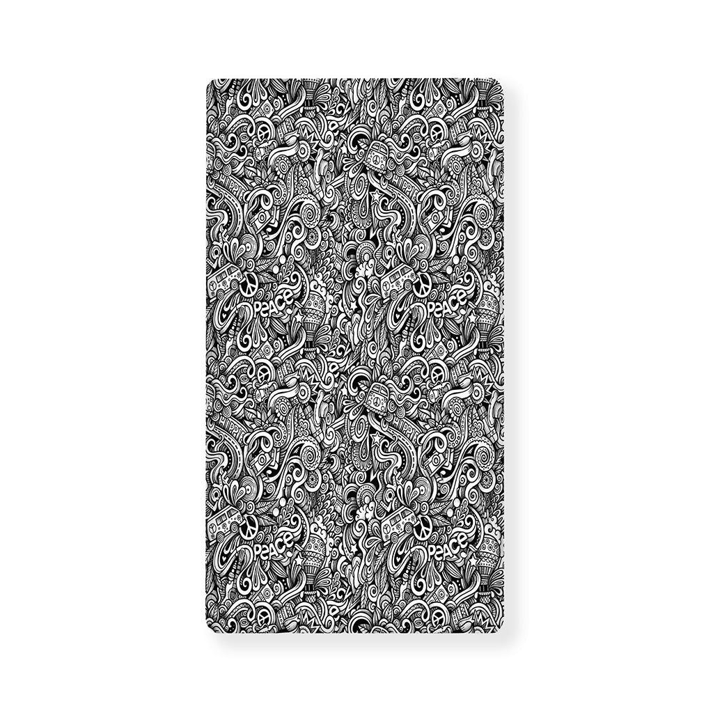Monochrome Graffiti Hippie Pattern Print Baby Crib Sheet