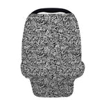 Monochrome Graffiti Hippie Pattern Print Baby Seat Cover