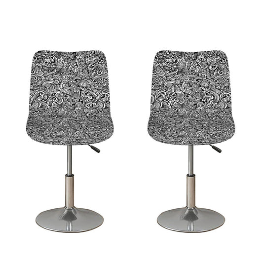 Monochrome Graffiti Hippie Pattern Print Bar Stool Covers