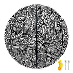 Monochrome Graffiti Hippie Pattern Print Basketball