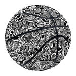 Monochrome Graffiti Hippie Pattern Print Basketball