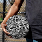 Monochrome Graffiti Hippie Pattern Print Basketball