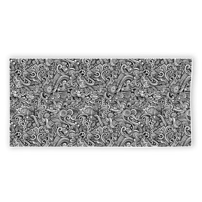 Monochrome Graffiti Hippie Pattern Print Beach Towel