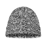 Monochrome Graffiti Hippie Pattern Print Beanie