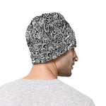 Monochrome Graffiti Hippie Pattern Print Beanie
