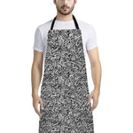 Monochrome Graffiti Hippie Pattern Print Bib Apron With Pocket