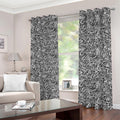 Monochrome Graffiti Hippie Pattern Print Dimout Grommet Curtains