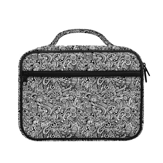 Monochrome Graffiti Hippie Pattern Print Briefcase Bible Bag