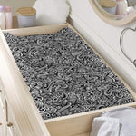 Monochrome Graffiti Hippie Pattern Print Changing Pad Cover