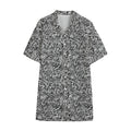 Monochrome Graffiti Hippie Pattern Print Cotton Hawaiian Shirt