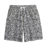 Monochrome Graffiti Hippie Pattern Print Cotton Shorts