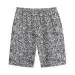 Monochrome Graffiti Hippie Pattern Print Cotton Shorts