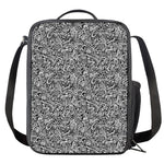 Monochrome Graffiti Hippie Pattern Print Crossbody Lunch Bag
