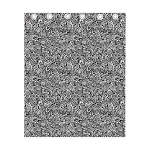 Monochrome Graffiti Hippie Pattern Print Curtain