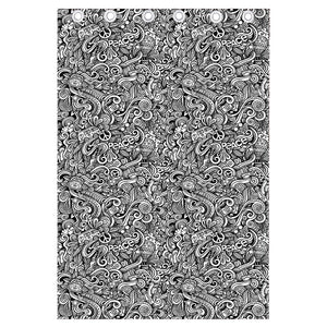 Monochrome Graffiti Hippie Pattern Print Curtain