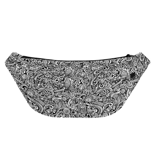 Monochrome Graffiti Hippie Pattern Print Fanny Pack