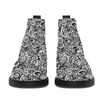 Monochrome Graffiti Hippie Pattern Print Flat Ankle Boots