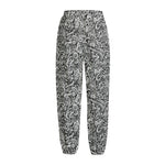 Monochrome Graffiti Hippie Pattern Print Fleece Lined Knit Pants